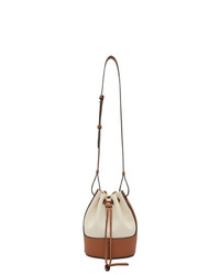 Loewe Off White And Tan Canvas Small Balloon Bag
