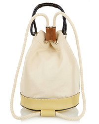 Marni Ruck Leather Trimmed Canvas Bucket Bag