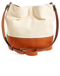 Street Level Canvas Faux Leather Bucket Bag