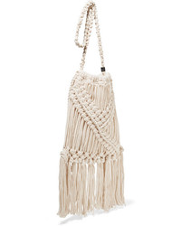 Nannacay Lucy Fringed Crocheted Cotton Shoulder Bag