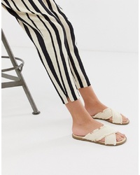 Pimkie Cross Sandals With Fringe In Beige