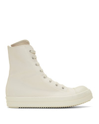 Rick Owens DRKSHDW Off White Canvas High Top Sneakers