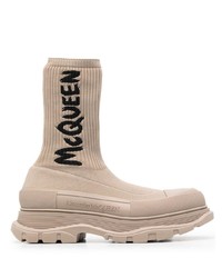 Alexander McQueen Tread Ribbed Knit Ankle Boots