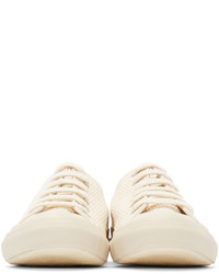 Naked & Famous Denim Cream Canvas Sashiko Sneakers