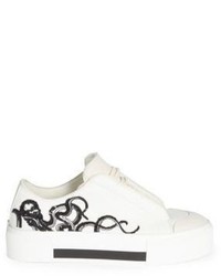 Alexander McQueen Embroidered Canvas Leather Low Top Sneakers