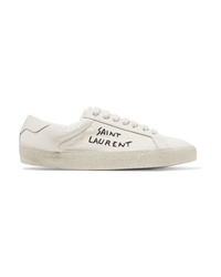 Saint Laurent Med Logo Embroidered Canvas Sneakers