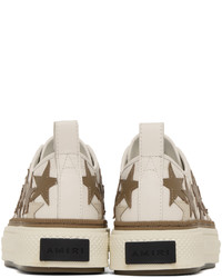 Amiri White Brown Stars Court Low Top Sneakers