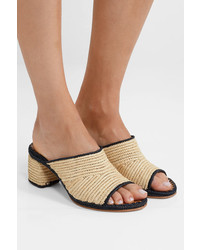 Carrie Forbes Rama Two Tone Woven Raffia Mules