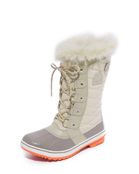 Beige Canvas Snow Boots