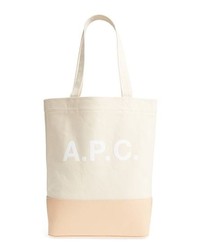 A.P.C. Cabas Axel Canvas Leather Tote