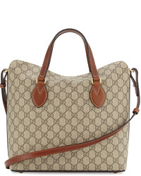 Gucci Gg Supreme Tote Bag Beigeebonycuir, $1,250, Neiman Marcus