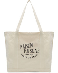 MAISON KITSUNE Maison Kitsun Ecru Palais Royal Logo Tote