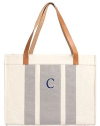 Cathy's Concepts Monogram Canvas Tote Grey