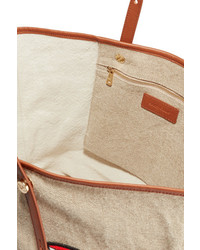 See by Chloe See By Chlo Andy Leather Trimmed Appliqud Canvas Tote Beige