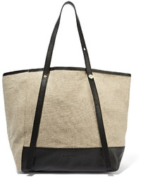 See by Chloe See By Chlo Textured Leather Trimmed Canvas Tote Beige