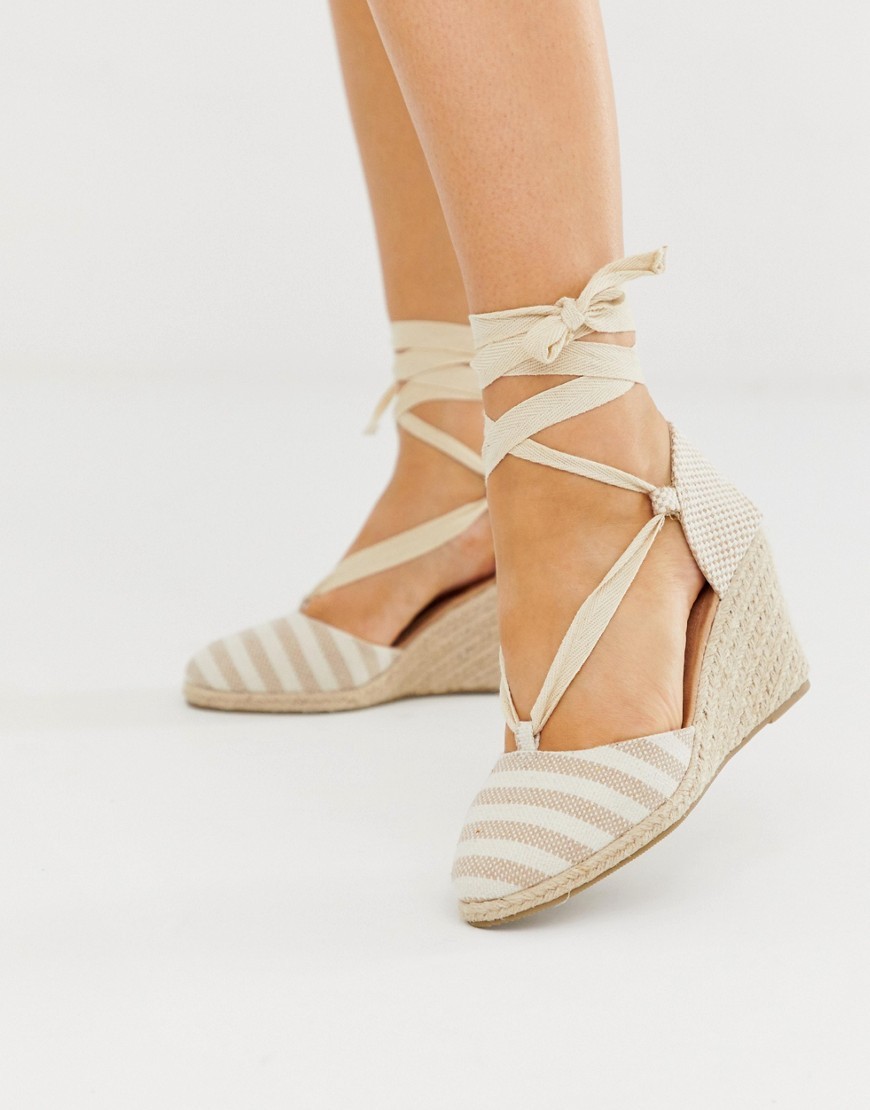 cream ankle tie espadrilles