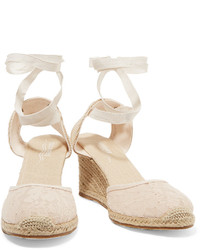 Soludos Lace And Canvas Wedge Espadrille Sandals