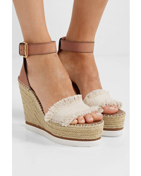 See by Chloe Leather And Canvas Espadrille Wedge Sandals