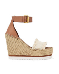 See by Chloe Leather And Canvas Espadrille Wedge Sandals
