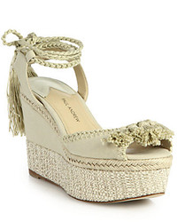 Paul Andrew Patmos Canvas Ankle Tie Espadrille Wedge Sandals
