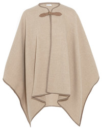 Max Mara Verbas Leather Trimmed Wool Cape Beige