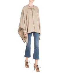 Max Mara Wool Cape With Leather Trim