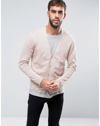 Asos Cotton Cardigan With Pockets In Dusty Pink
