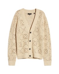 Vince Crochet Cardigan In Straw At Nordstrom