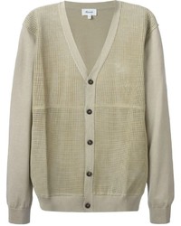Façonnable Perforated Leather Panel Cardigan