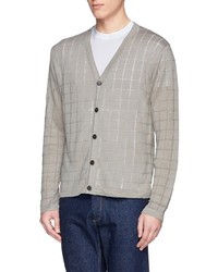 Façonnable Faonnable Check Open Work Stitch Linen Cardigan