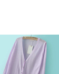V Neck With Buttons Knit Purple Cardigan