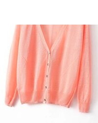 V Neck With Buttons Pink Cardigan