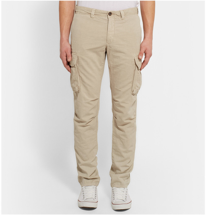 Sylc Designs Beige Cotton Linen Cargo Pants M