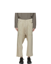 Rick Owens DRKSHDW Taupe Cropped Cargo Pants