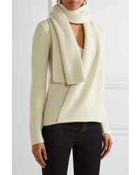 Tom Ford Draped Ribbed Cashmere Sweater Cream