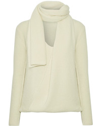 Tom Ford Draped Ribbed Cashmere Sweater Cream