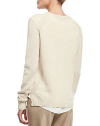 Loro Piana Long Sleeve Cashmere Sweater Fancy Tapioca