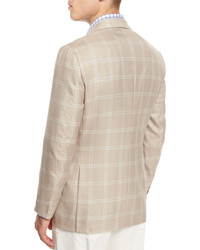 Isaia Gregory Windowpane Two Button Sport Coat Tan