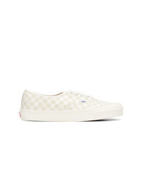 Beige Check Canvas Low Top Sneakers
