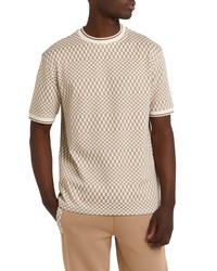 River Island Maison Slim Fit Checkerboard T Shirt In Light Stone At Nordstrom