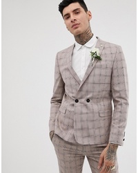 Twisted Tailor Super Skinny Double Breasted Suit Jacket In Mini Check