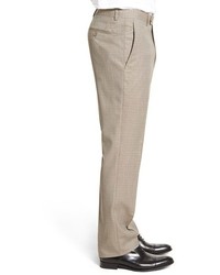 Santorelli Flat Front Check Wool Trousers