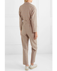 Maje Belted Checked Cady Jumpsuit