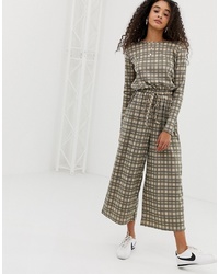 Daisy Street Jumpsuit With Drawstring Waist In Vintage Check Check