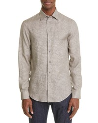 Emporio Armani Linen Button Up Shirt In Tan At Nordstrom