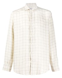 Eleventy Long Sleeve Fitted Checked Shirt
