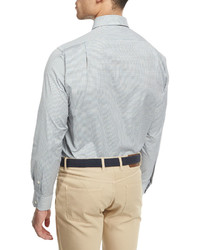 Peter Millar Multi Check Long Sleeve Sport Shirt Sand