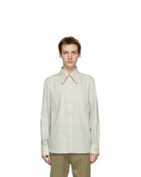 Gucci Off White And Blue Oxford Check Shirt