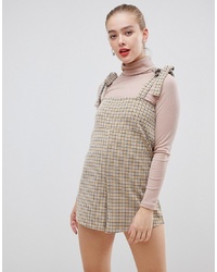 ASOS DESIGN Playsuit In Check With Tie Straps