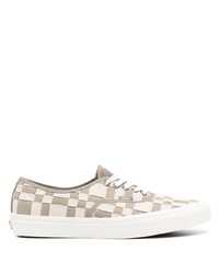 Beige Check Suede Low Top Sneakers